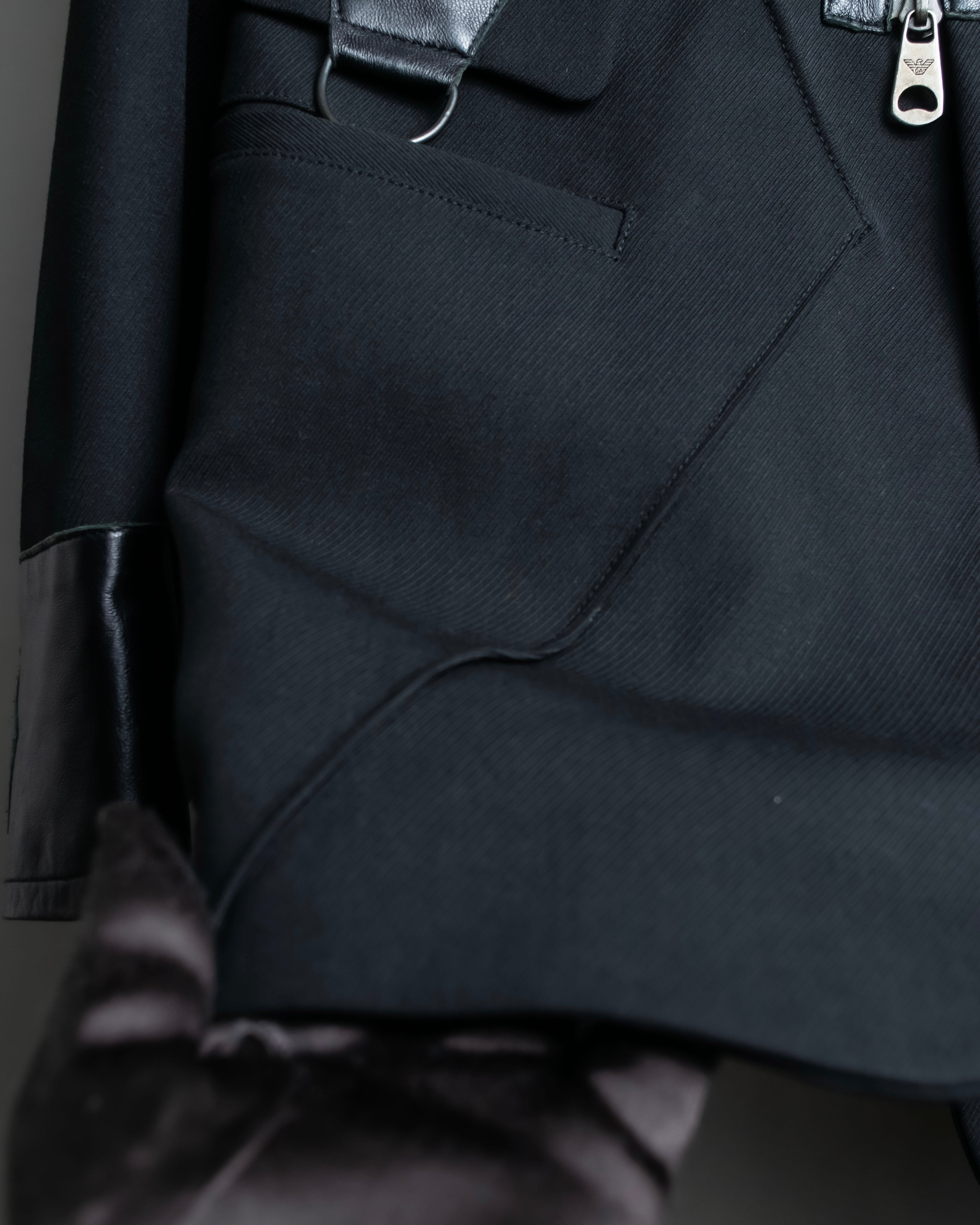 "GIORGIO ARMANI" Riders detail leather switching jacket