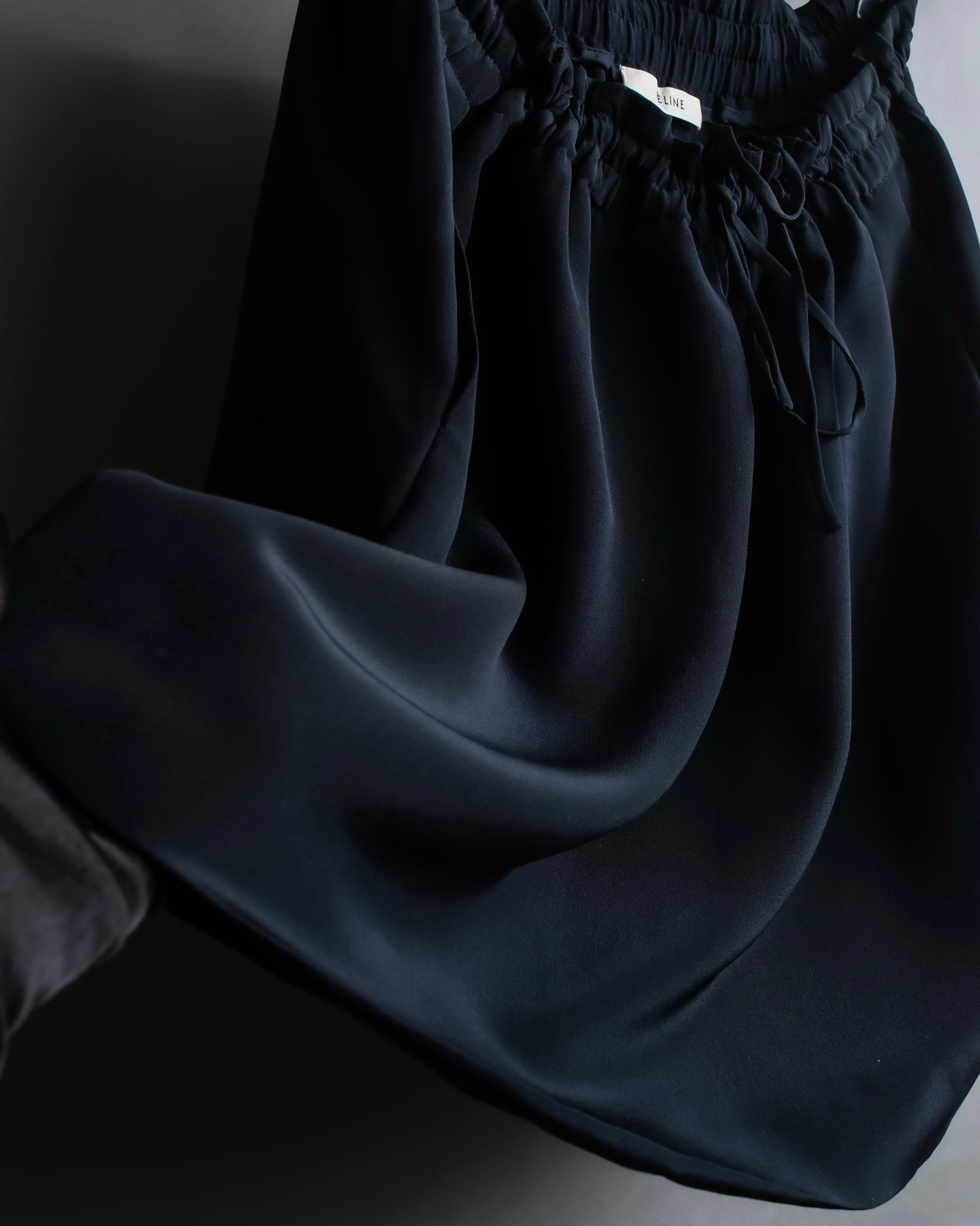 "CELINE" Gathered design mid-length silk skirt