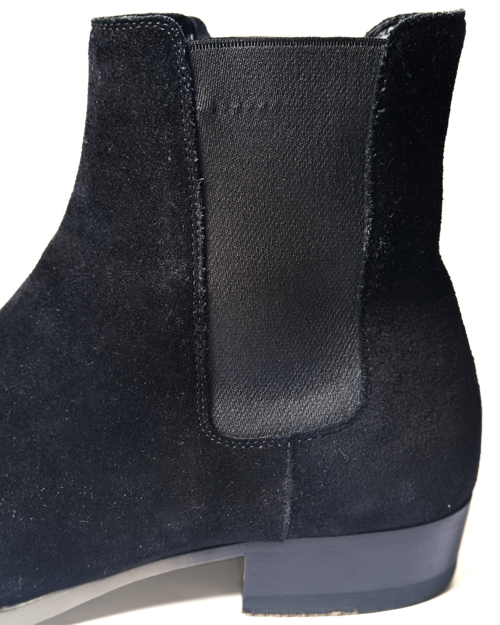 SAINT LAURENT PARIS/ “WYATT 30” Black Suede  Chelsea Heel Boots