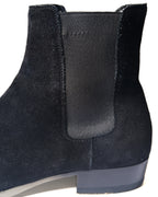 SAINT LAURENT PARIS/ “WYATT 30” Black Suede  Chelsea Heel Boots
