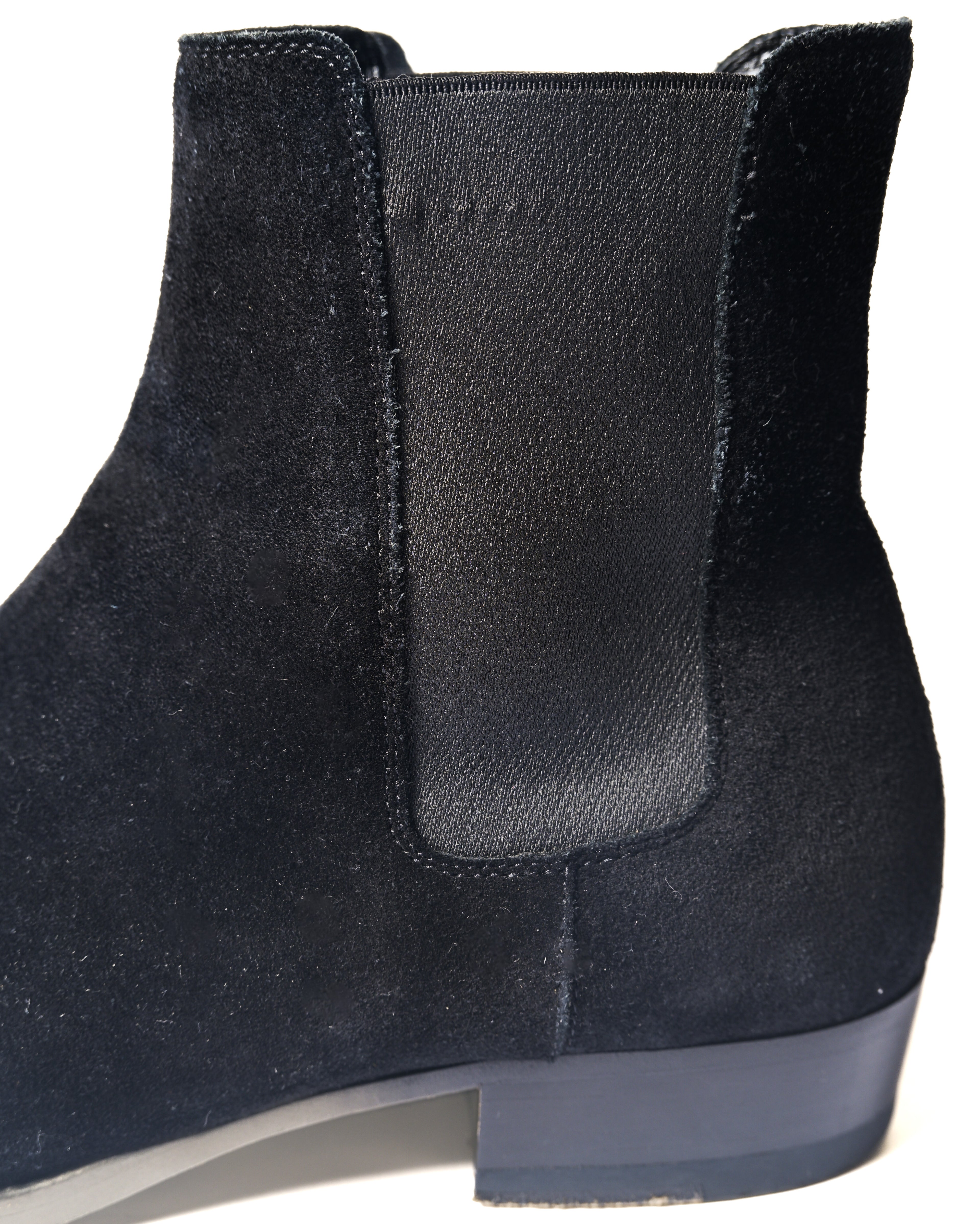 SAINT LAURENT PARIS/ “WYATT 30” Black Suede  Chelsea Heel Boots