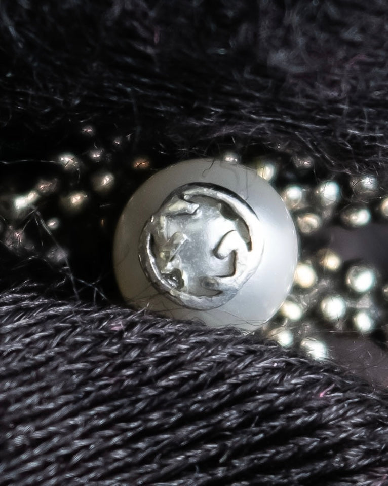 "GUCCI" Ribbon motif pearl top design silver ring