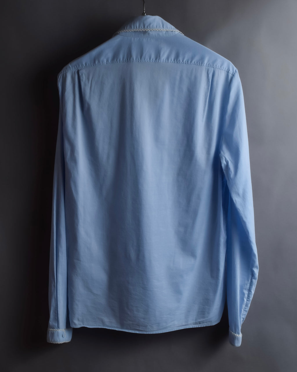 "GUCCI" Lace border design saxe blue shirt