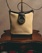 "Tiffany & Co." Vintage two tone canvas and leather shoulder bag