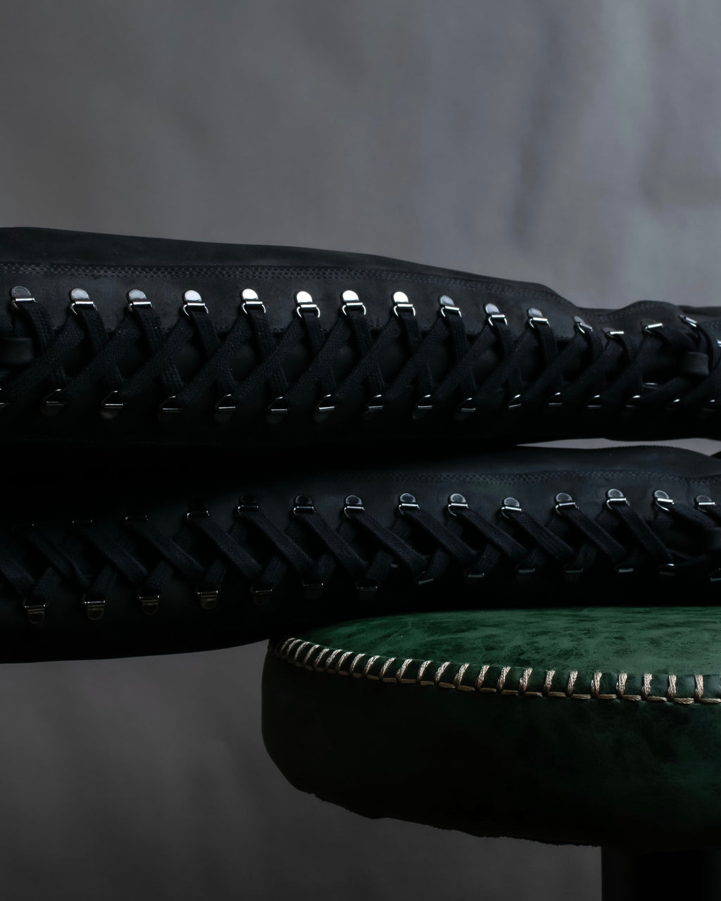 "YELLO" Lace up suede like stiletto heel knee-high boots