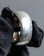 "CHANEL" Beautiful curves engraved logo silver ring