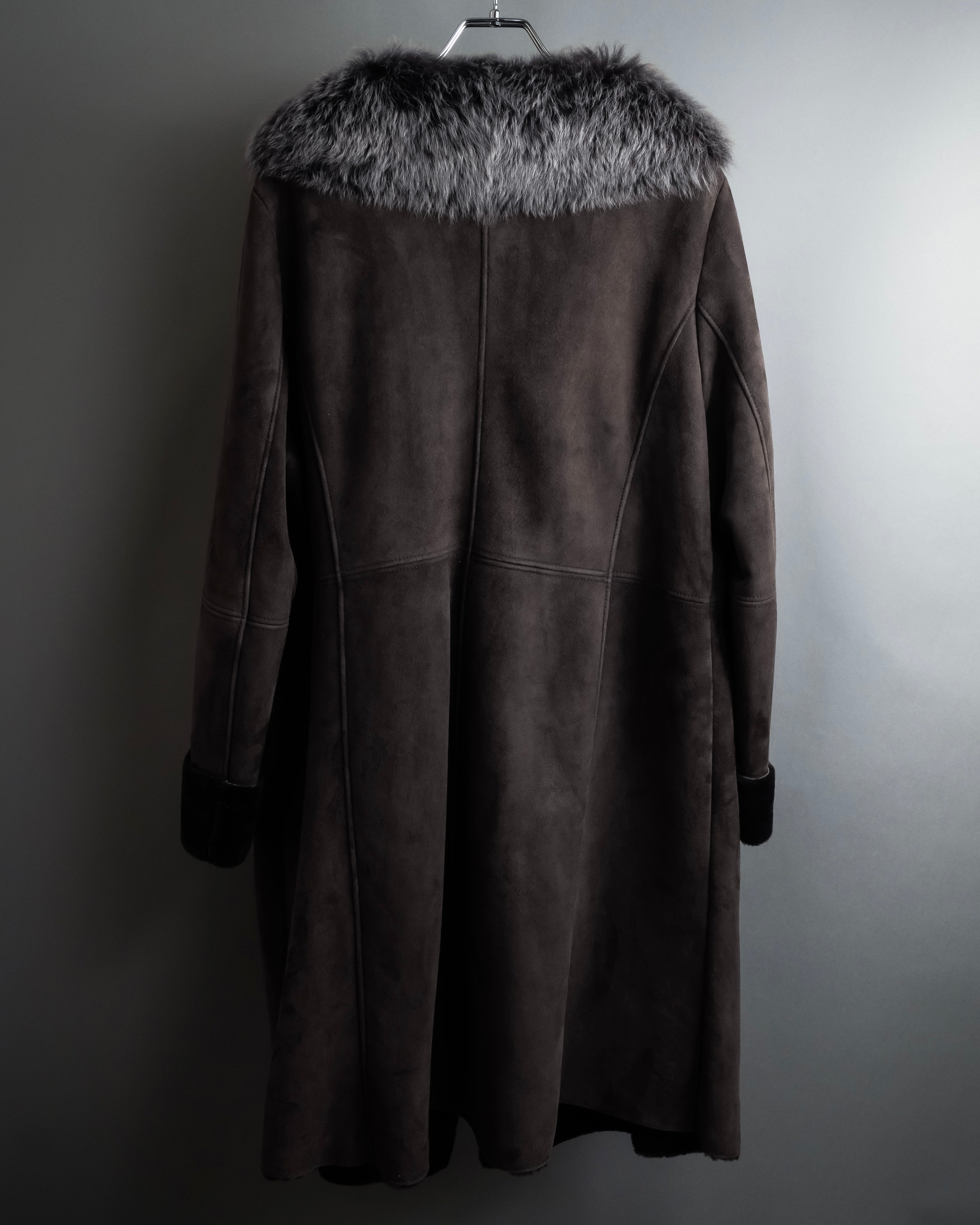 "NORTH BEACH" Smoky lamb fur design suede leather coat