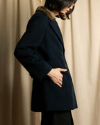 "VALENTINO" Fur collar double-breasted wool coat