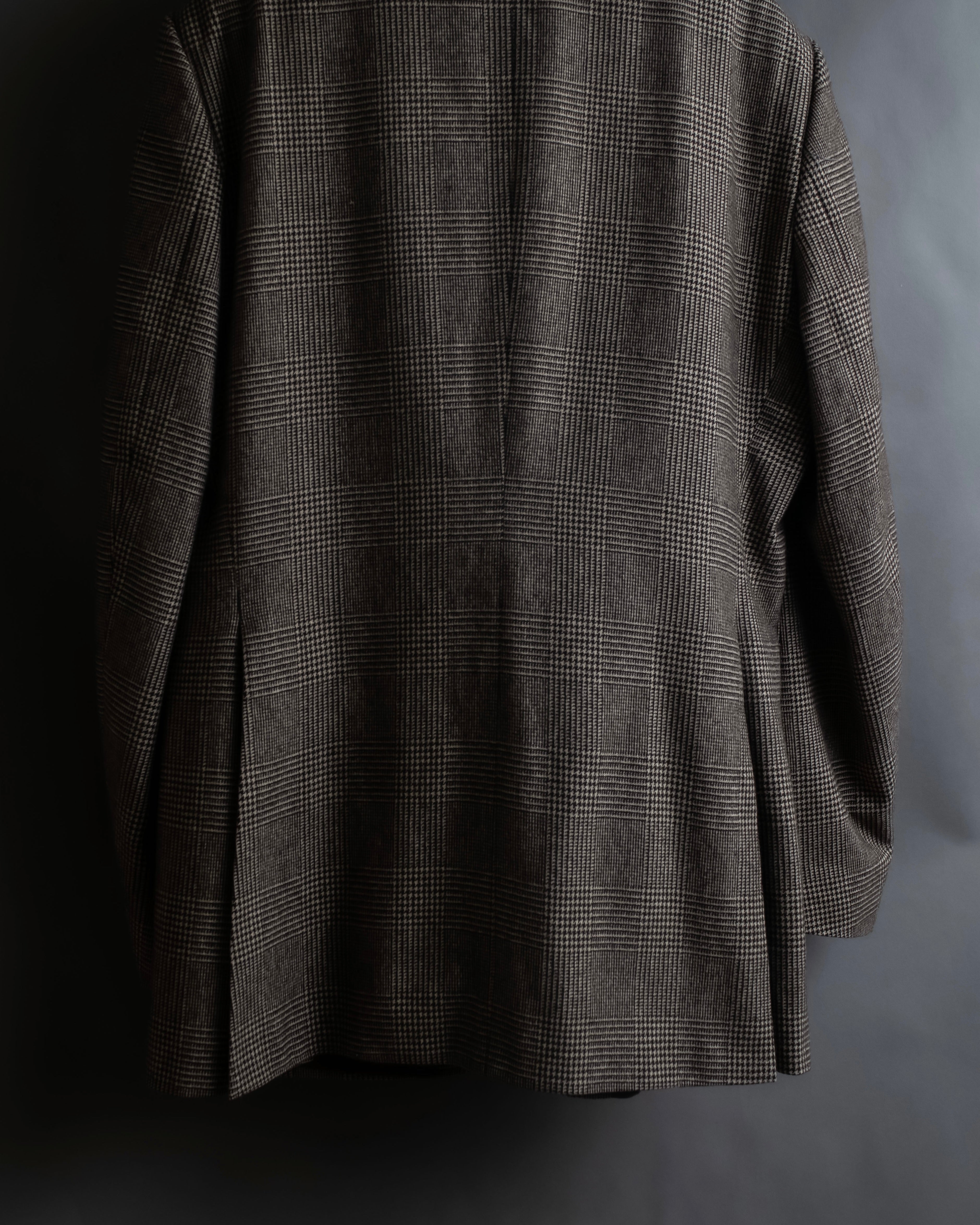 "YVES SAINT LAURENT" Glen plaid oversized wool tailored jacket