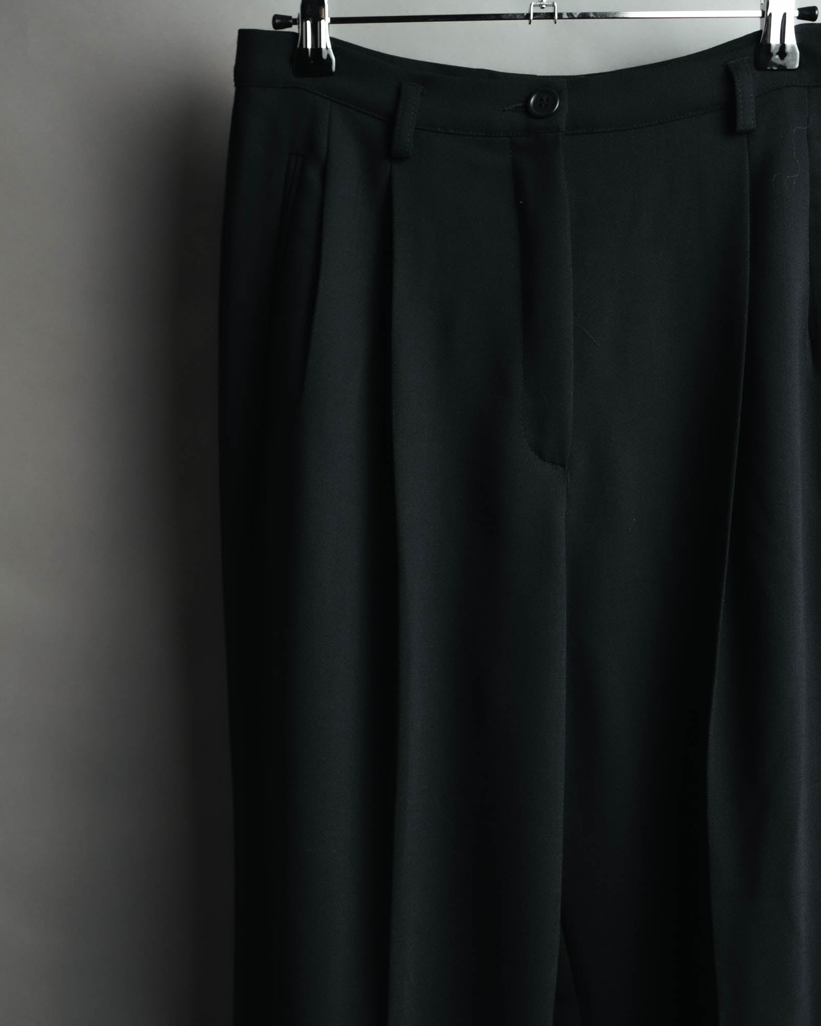 -MOOD MILLÉSIMES- 80’s-90’s black wool intuck wide trousers