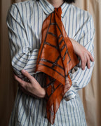 "HERMES" Logo engraved ribbon design scarf