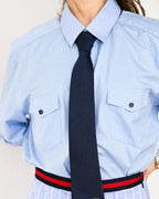 DOLCE & GABBANA (Gold)/ Oversized Design Short Sleeves Shirt Blue