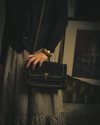 -SPECIAL- "Salvatore Ferragamo" 10's Elegant suede chain shoulder bag