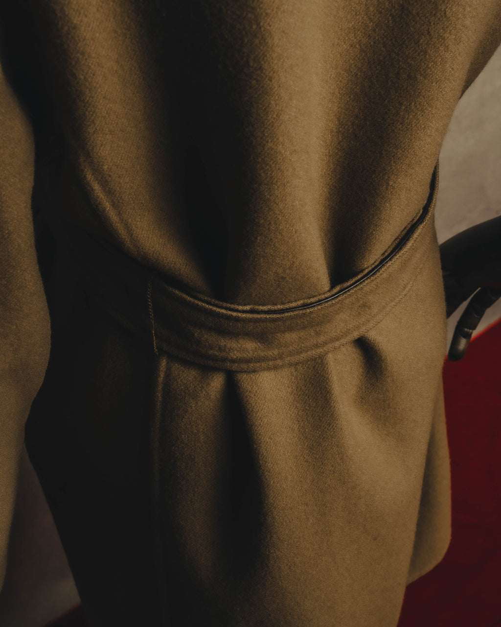 “GUCCI” 00’s-10’s Cashmere-blend leather-trimmed belted long coat