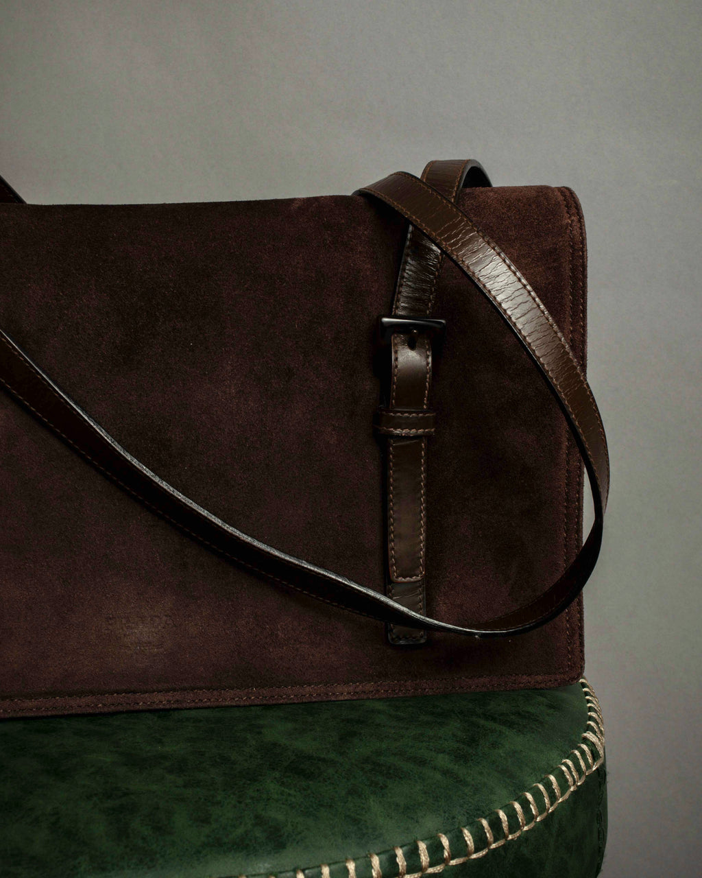"PRADA" Leather loop strap design suede leather bag