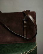 "PRADA" Leather loop strap design suede leather bag