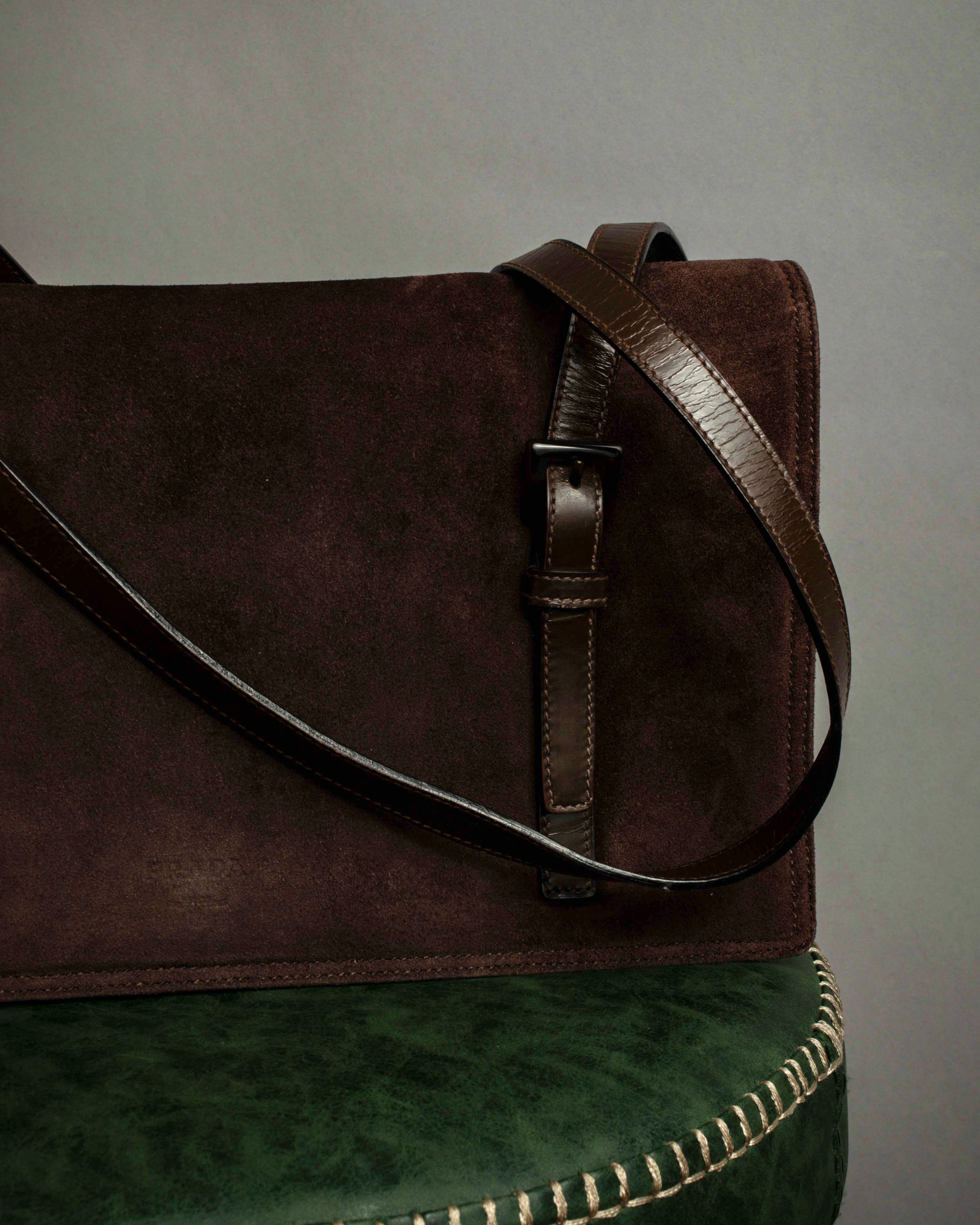 "PRADA" Leather loop strap design suede leather bag