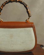 -SPECIAL- “GUCCI” 90’s-00’s Bamboo handle canvas panel top handle bag