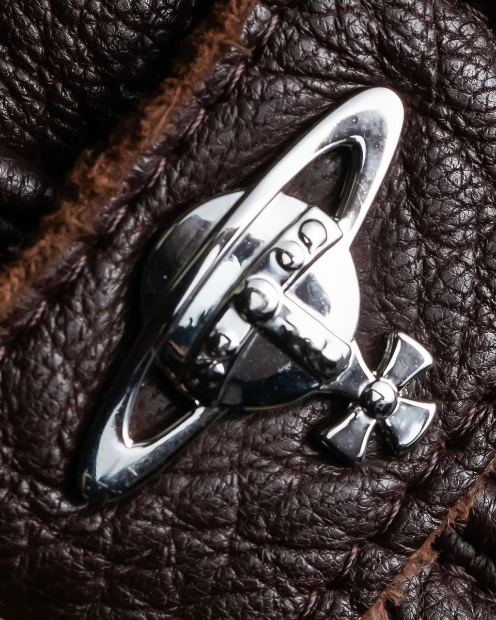 "Vivienne Westwood" Orb design checker panel pattern leather gloves