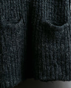 "Vintage deep V-neck fuzzy knit pullover"