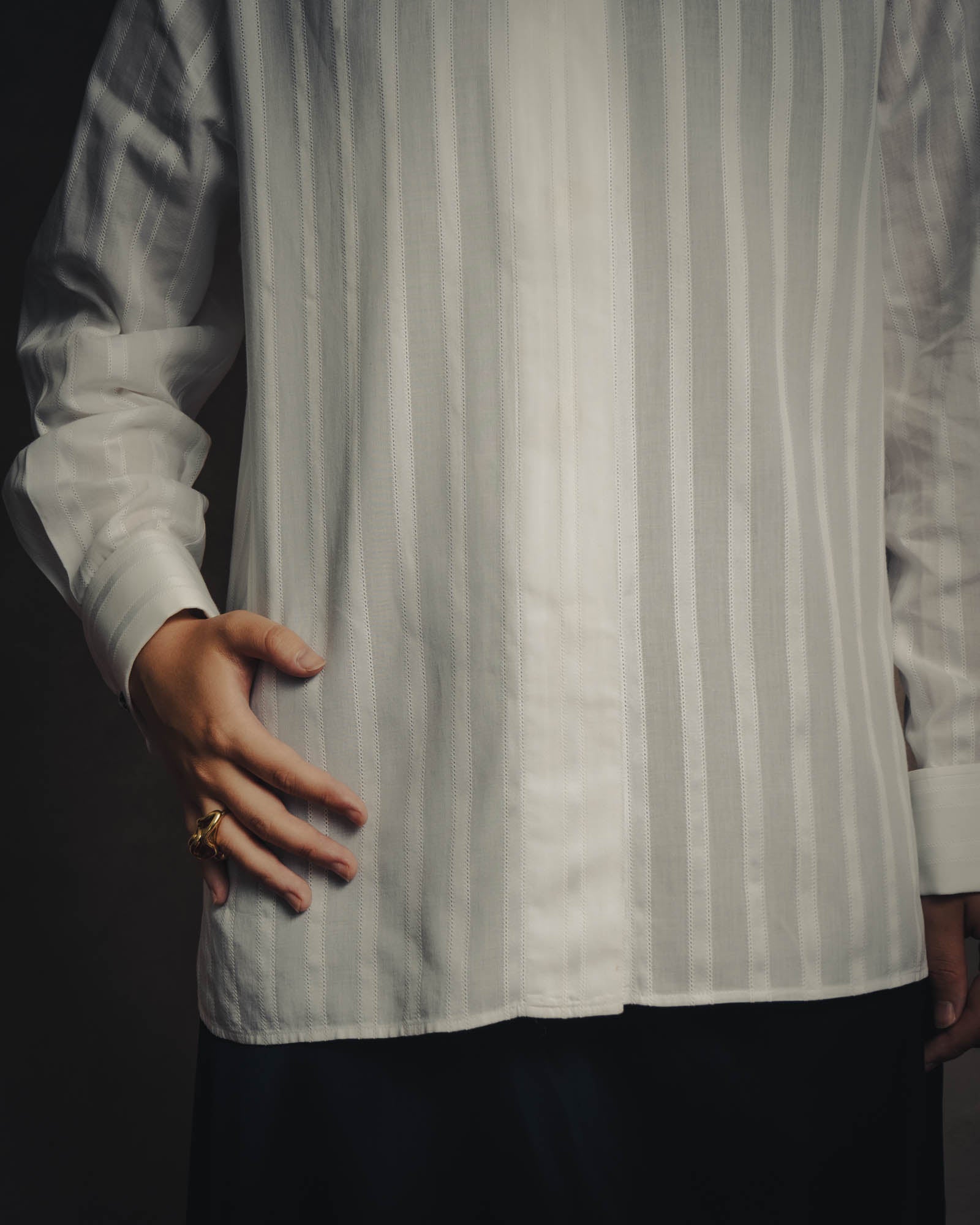 -SPECIAL- “CHANEL” 08 Cruise Collection Sheer cotton stand collar shirt