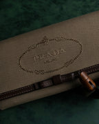 "PRADA" Logo engraved canvas combination long wallet