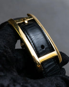 "Cartier" Gold metal buckle design leather belt
