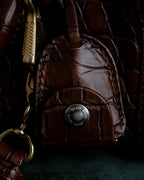 "MIU MIU" Antique design crocodile embossed leather 2way bag