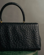 “Jardin des Sacs” 80’s-90’s Ostrich leather top handle bag