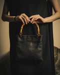 –SPECIAL– “JIL SANDER” 20’s Bamboo handle grained leather shopper bag