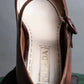 "PRADA" Brown leather stepped sole wedge heel pumps