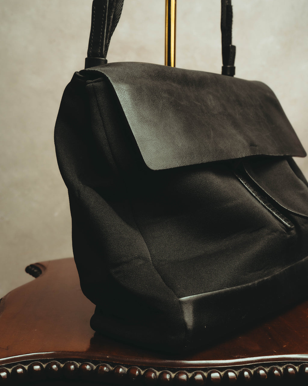 “PRADA” 90’s-00’s Nylon and leather flap messenger bag