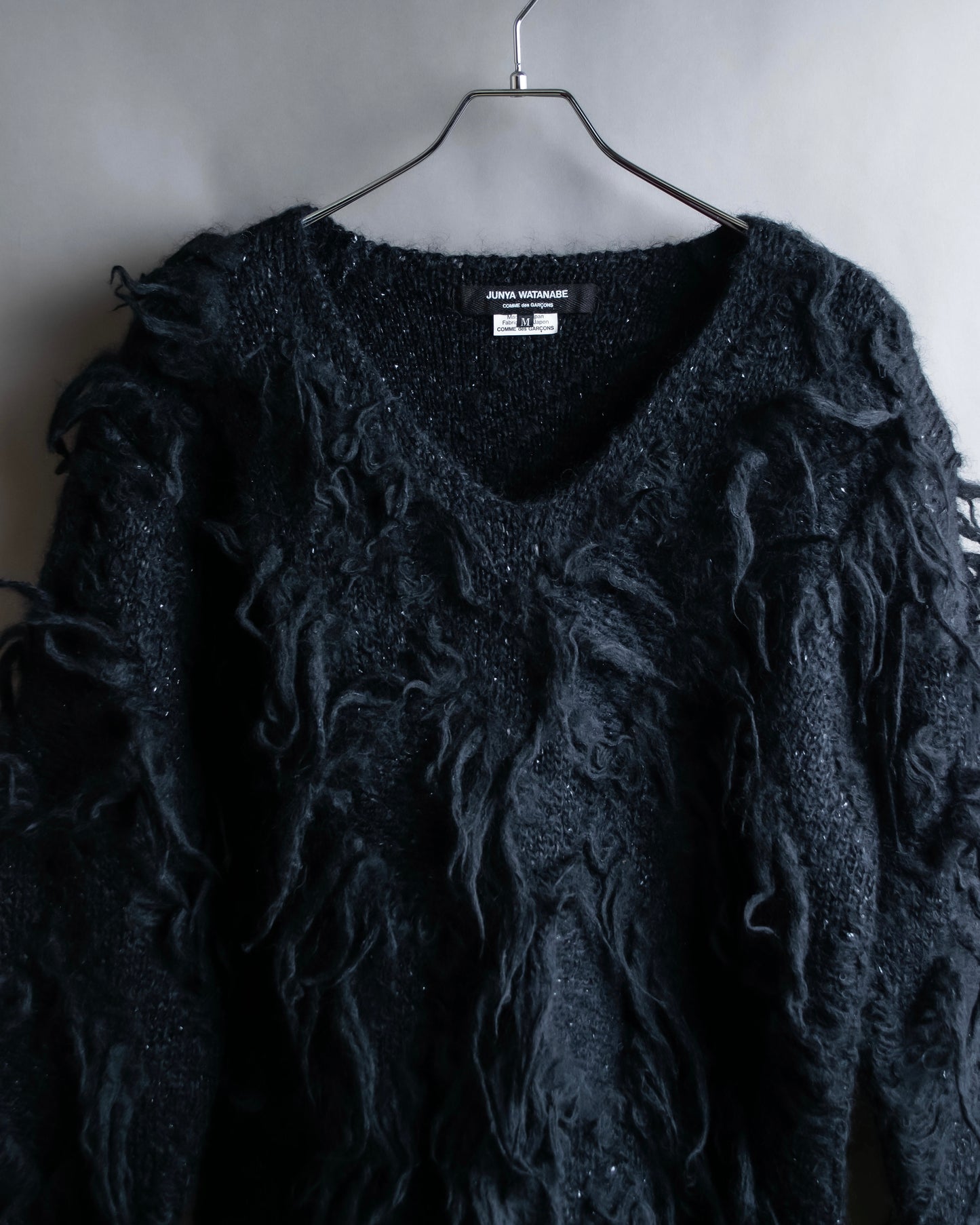 "JUNYA WATANABE COMME des GARCONS" Fringe design brushed V-neck knit pullover