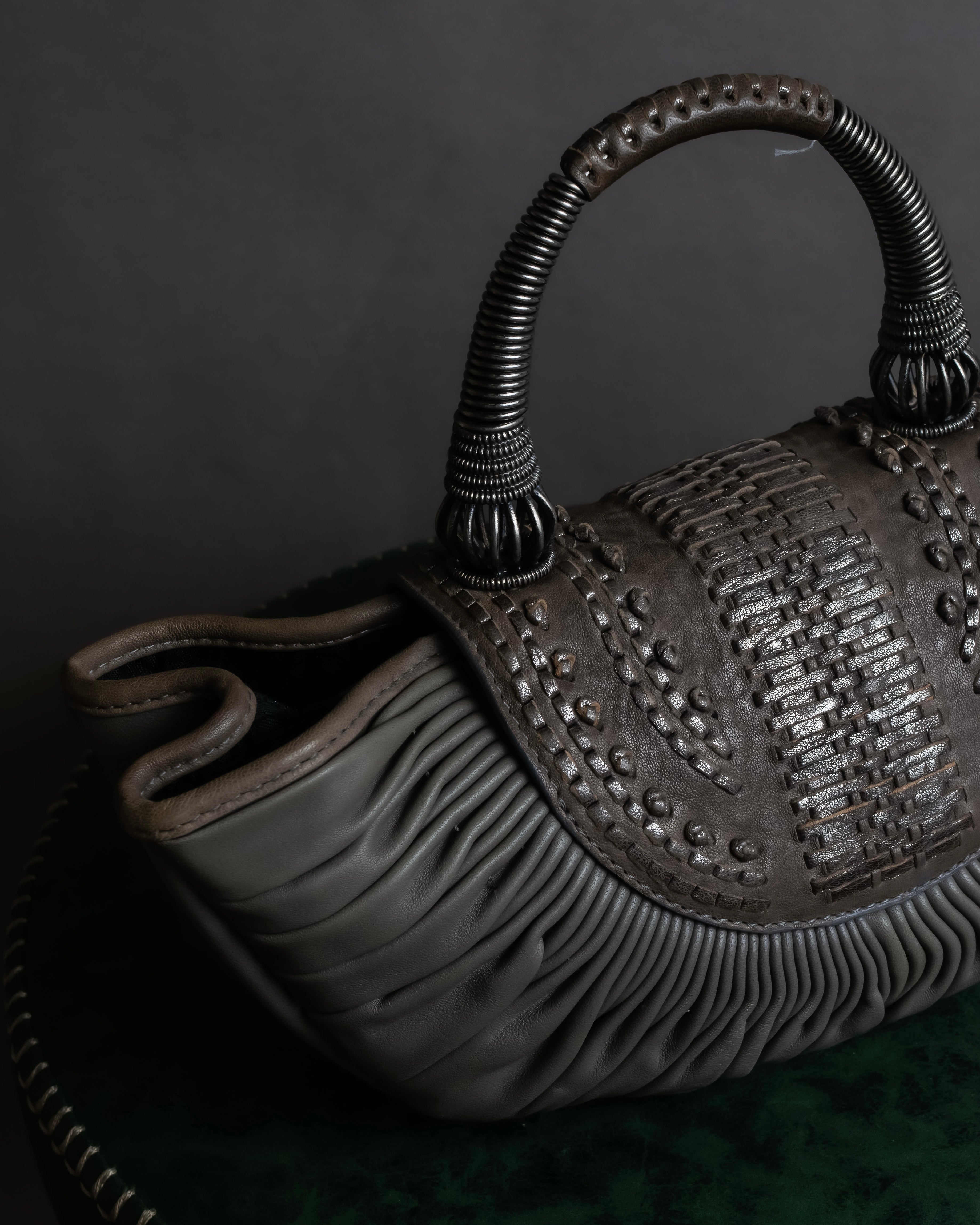 "Christian Dior" John Galliano period Gathering design leather hand bag