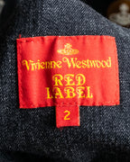 "Vivienne Westwood RED LABEL" Asymmetrical button design mid length denim coat