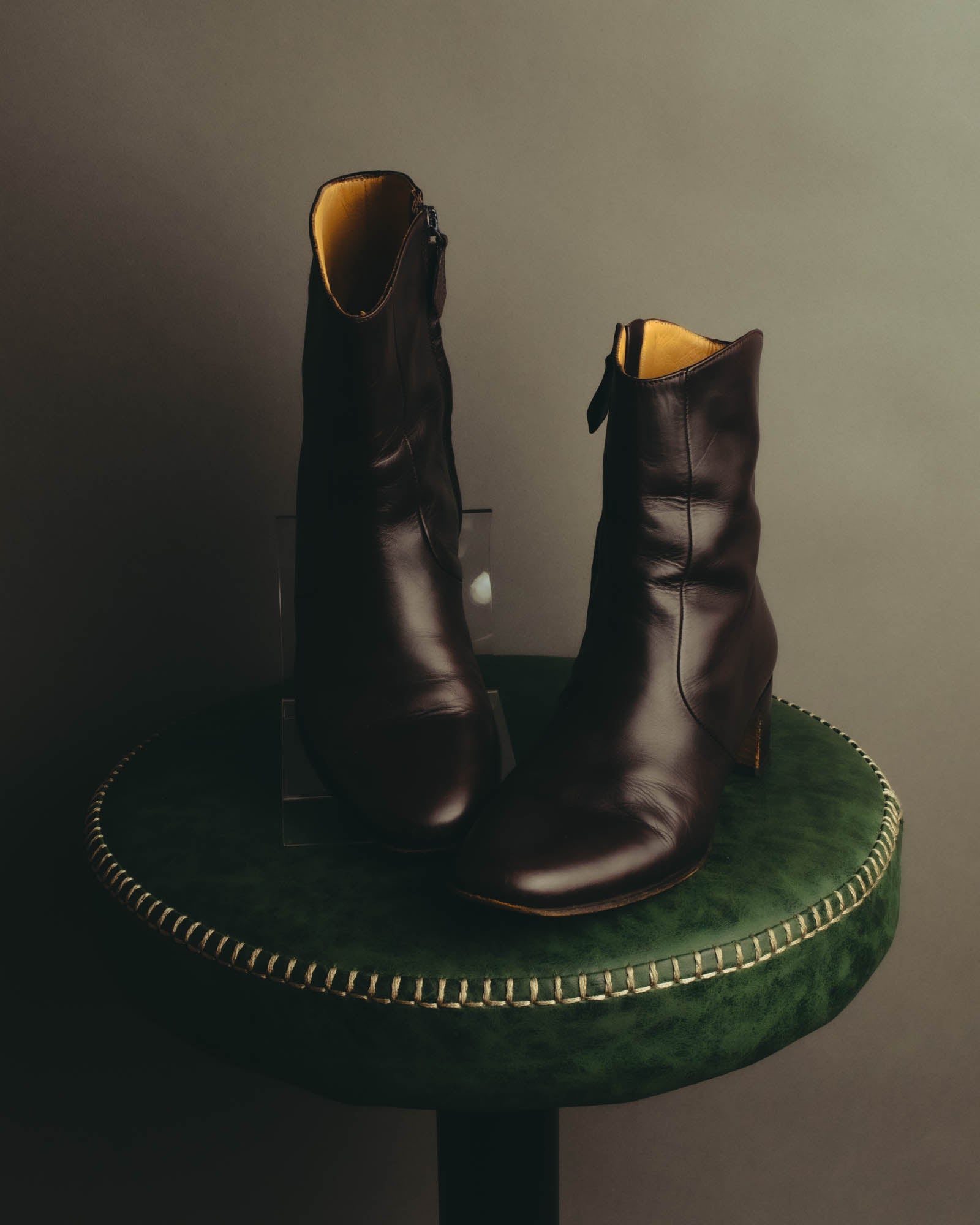 "Hermès" Minimal dark brown leather ankle boots
