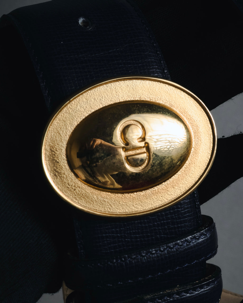 "Christian Dior" Oval logo buckle structured leather belt