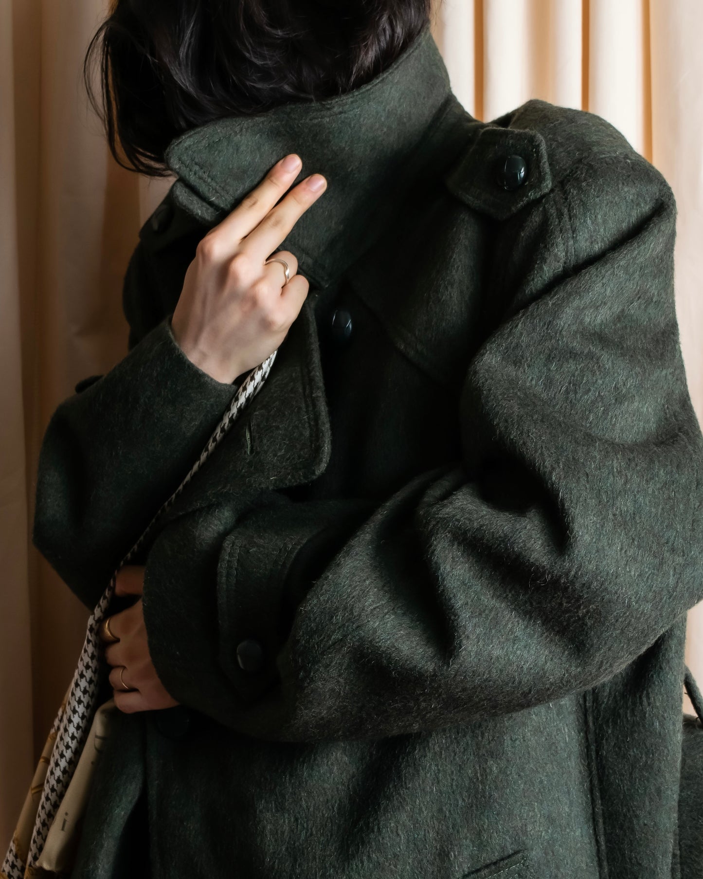 Vintage deep green colour military long coat