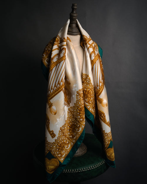 “Christian Dior” 80’s-90’s Baroque lamp motif silk scarf