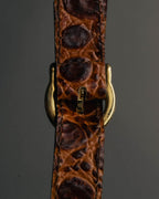 -SPECIAL- "Salvatore Ferragamo" 90's Glossy crocodile pattern shoulder bag