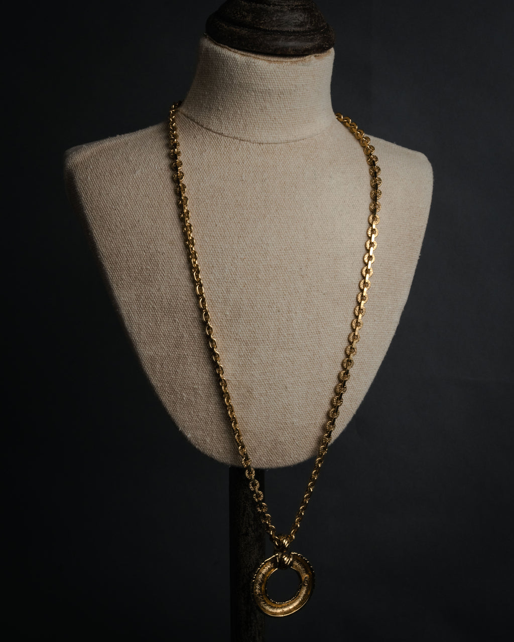 “Yves Saint Laurent” 1980’s-90’s Sculptural circle long necklace