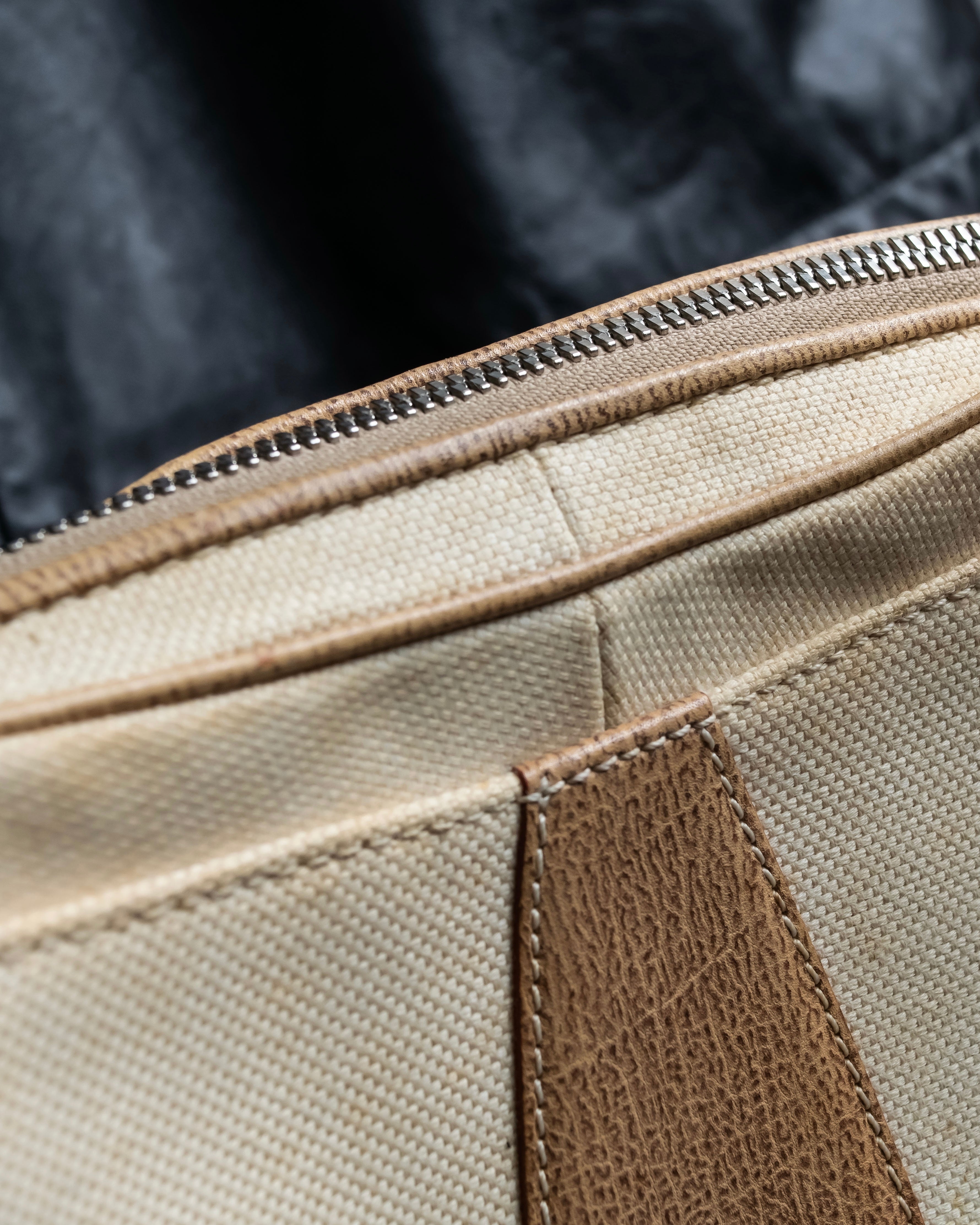 “LOEWE” Leather belted design bicolor handbag