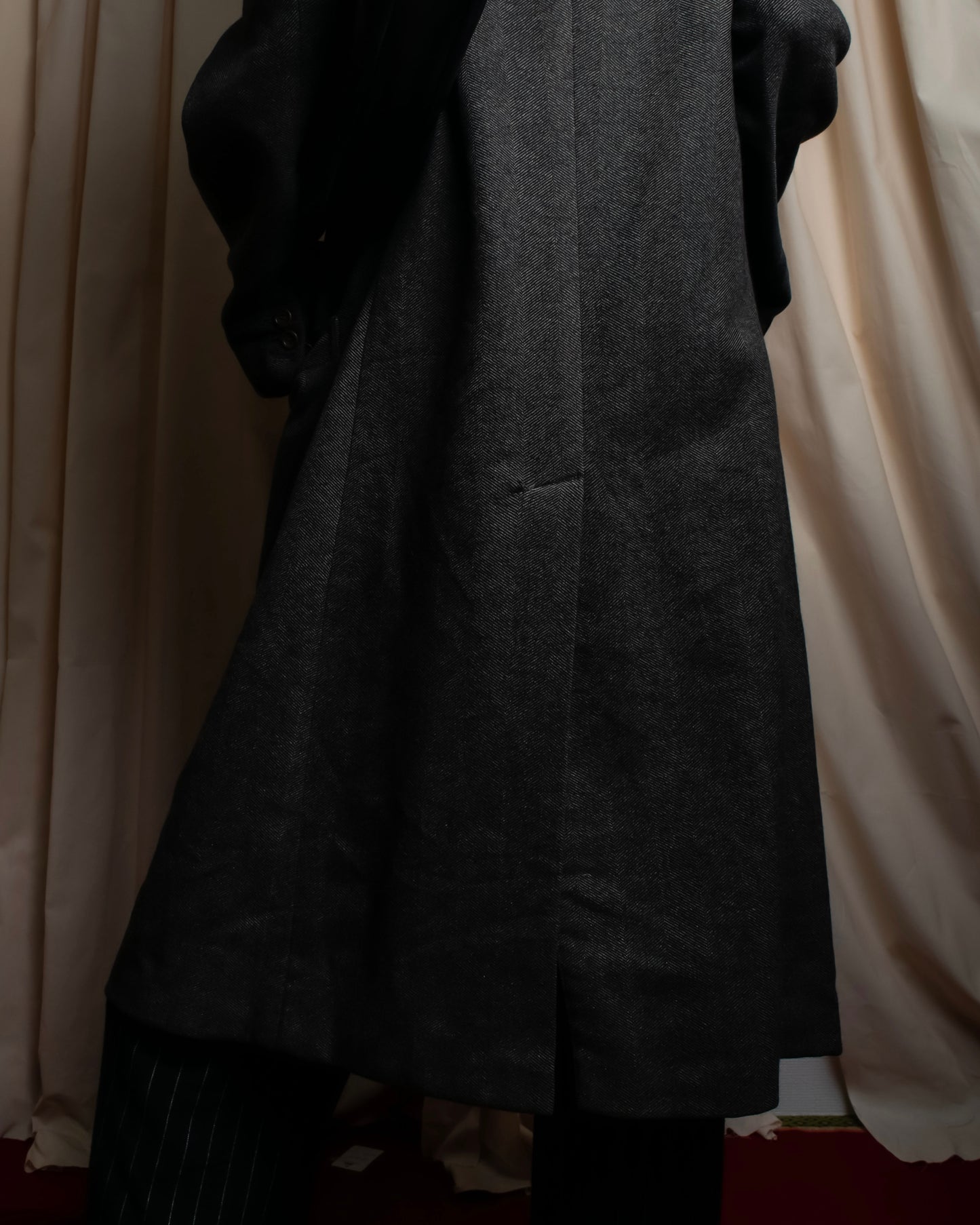 "ARMANI COLLEZIONI" Shoulder width structured oversized herringbone chester coat