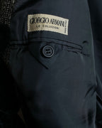 "GIORGIO ARMANI" Greige mix checkered pattern tailored jacket