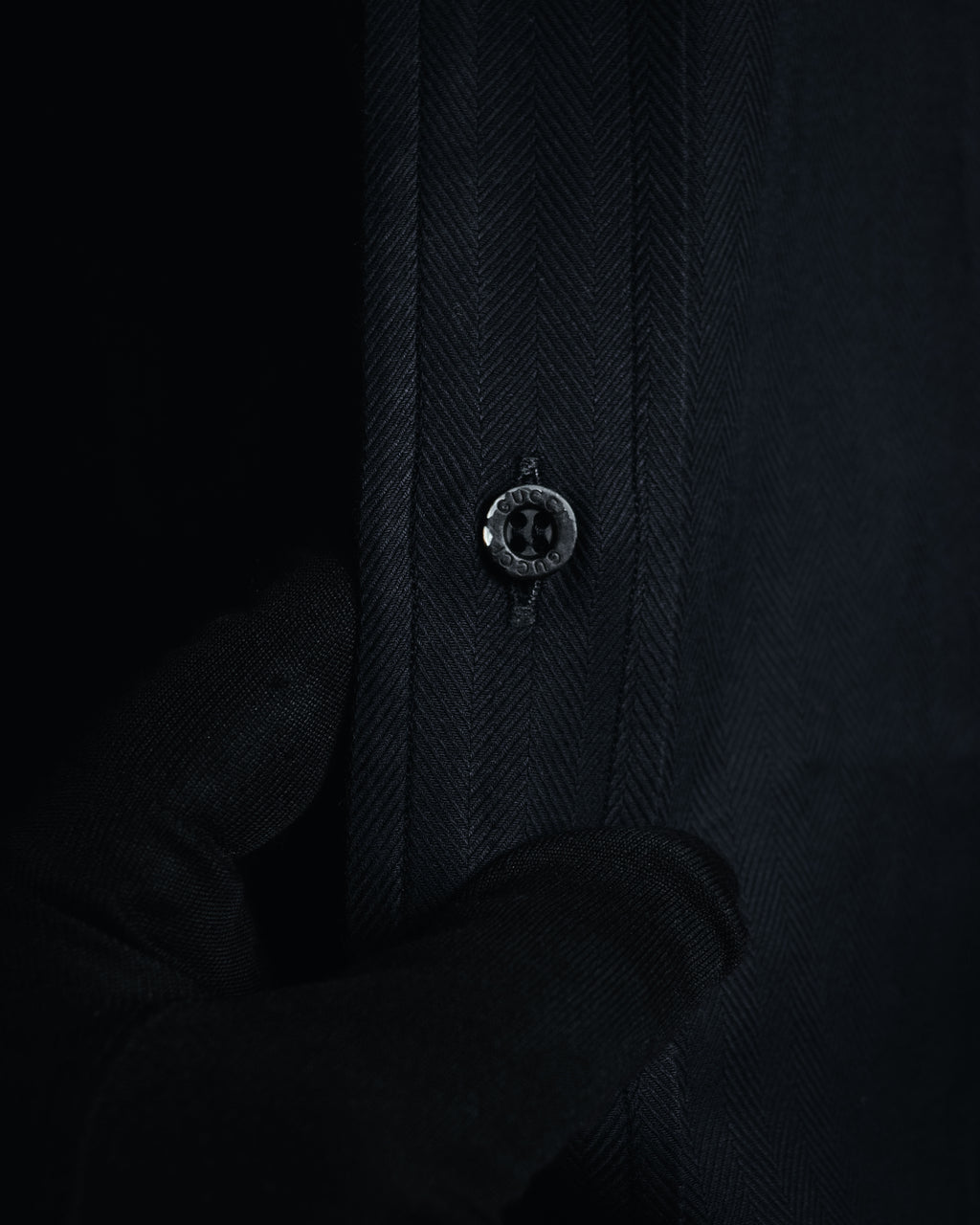 "GUCCI" 2008-2010 Herringbone wide collar dress shirt