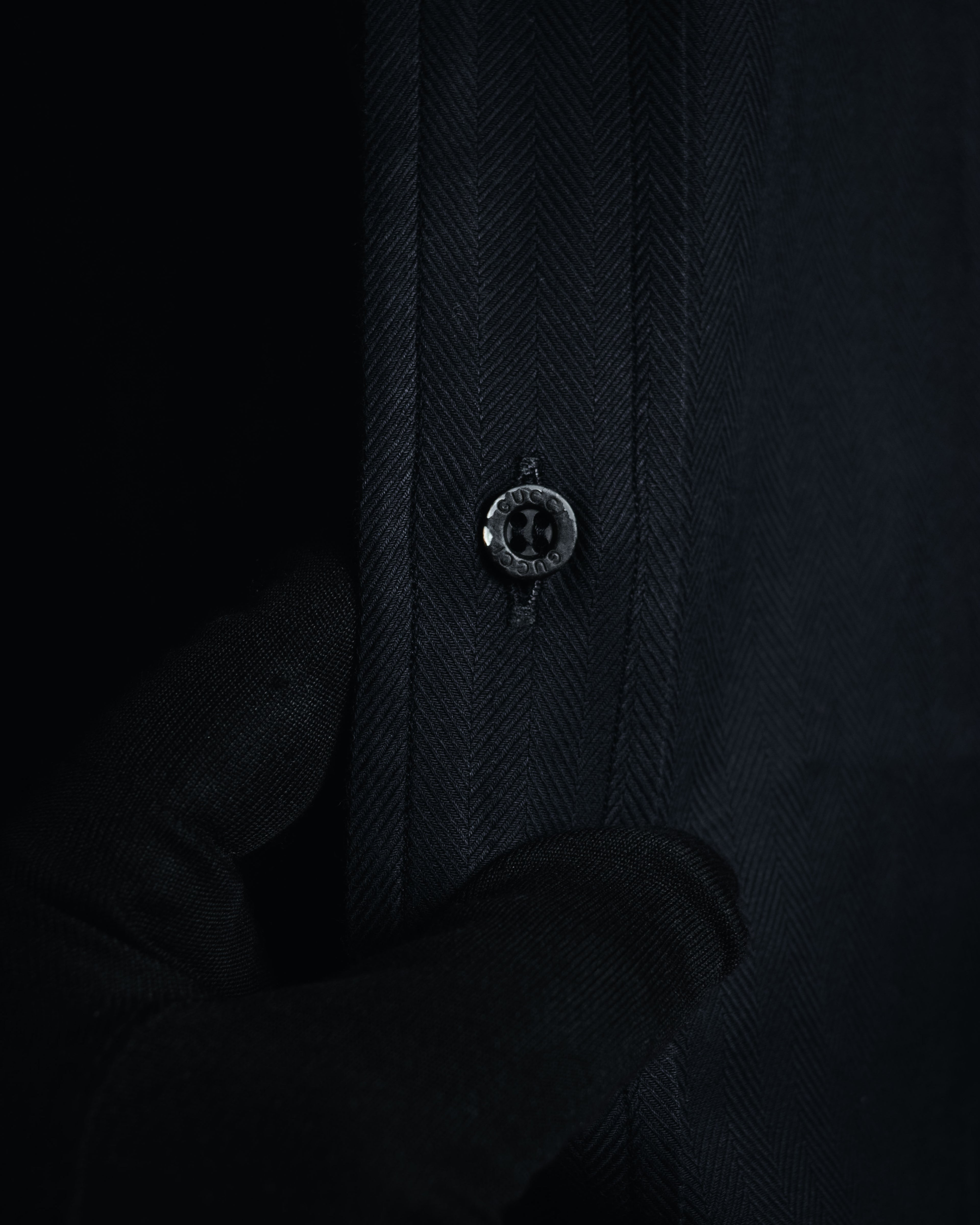 "GUCCI" 2008-2010 Herringbone wide collar dress shirt