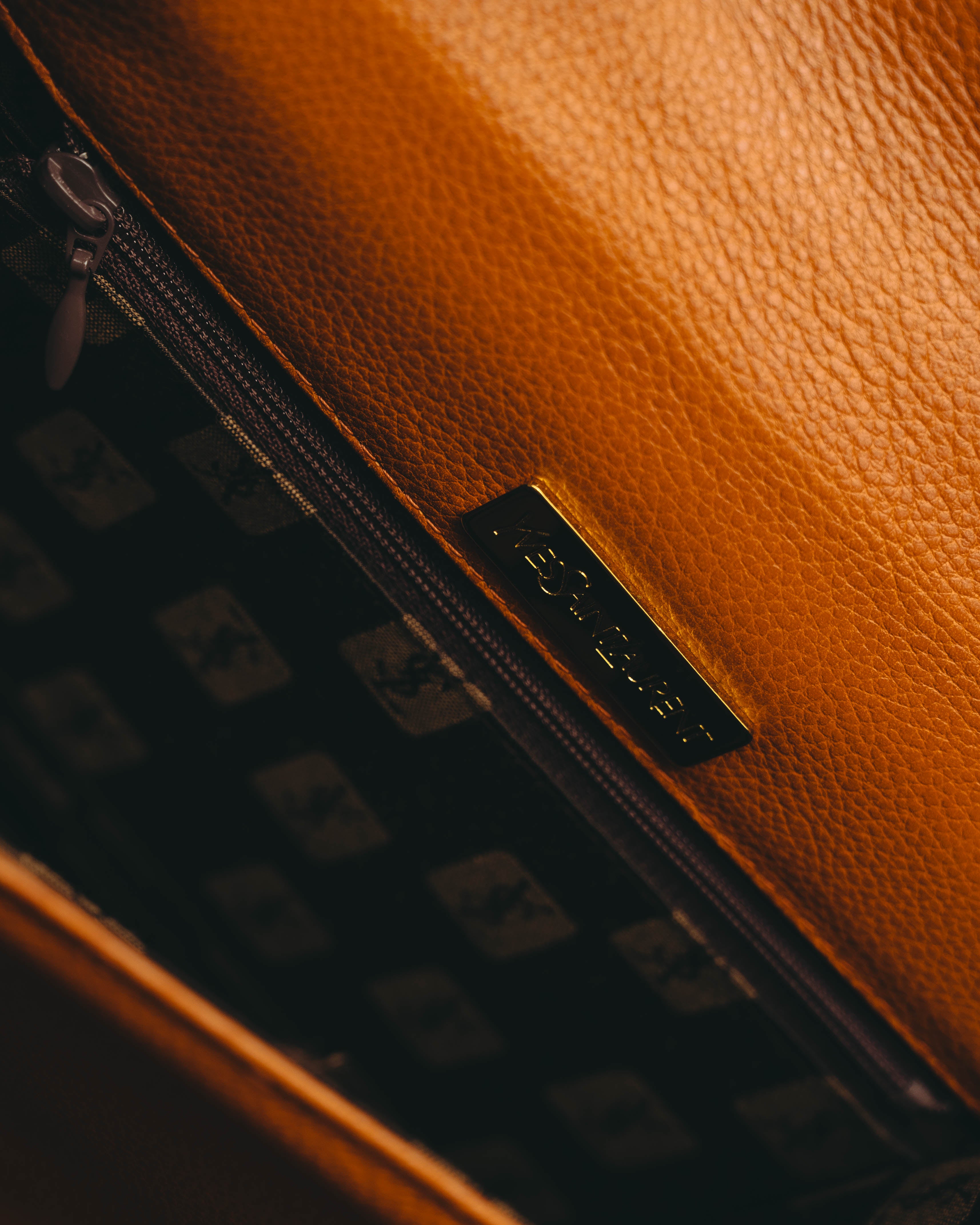 "Yves Saint Laurent" 70's-80's Cognac leather top handle bag
