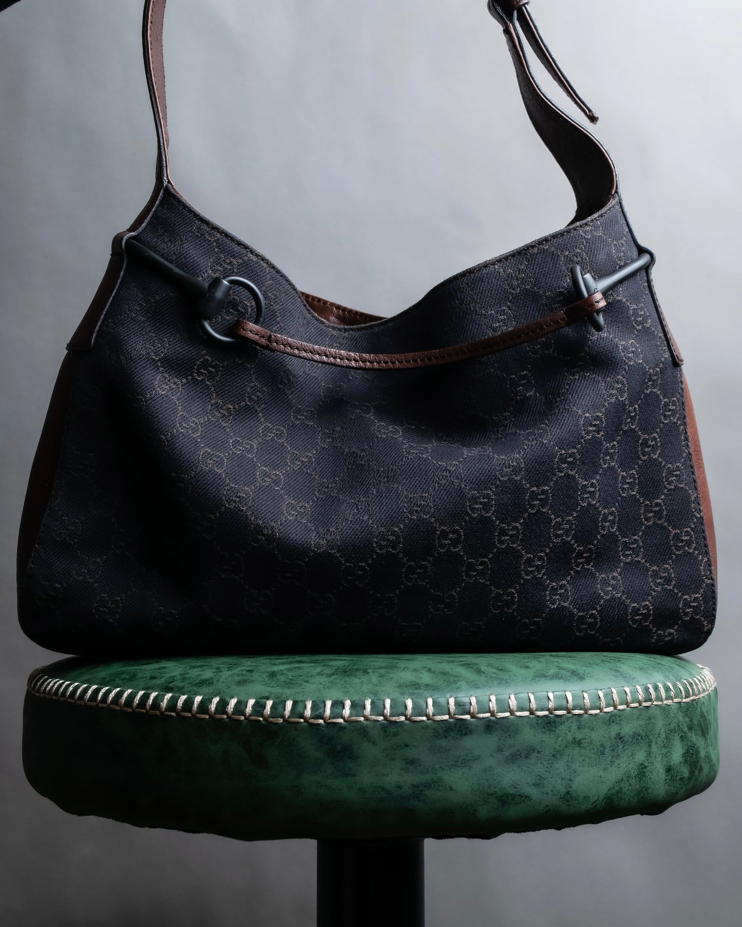 "GUCCI" GG canvas pattern horsebit design one shoulder bag