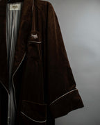 "CELINE" Piping design velour long gown coat