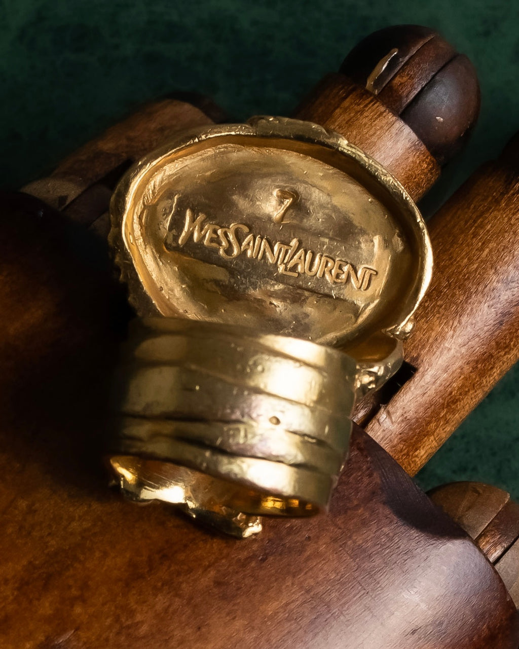 "YVES SAINT LAURENT" Treasure box style turquoise artillery ring